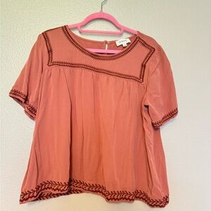 Knox Rose Coral Embroidered Blouse